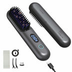 Cordless Hair Straightener Brush - Portable Straightener Brush with 9 Temp