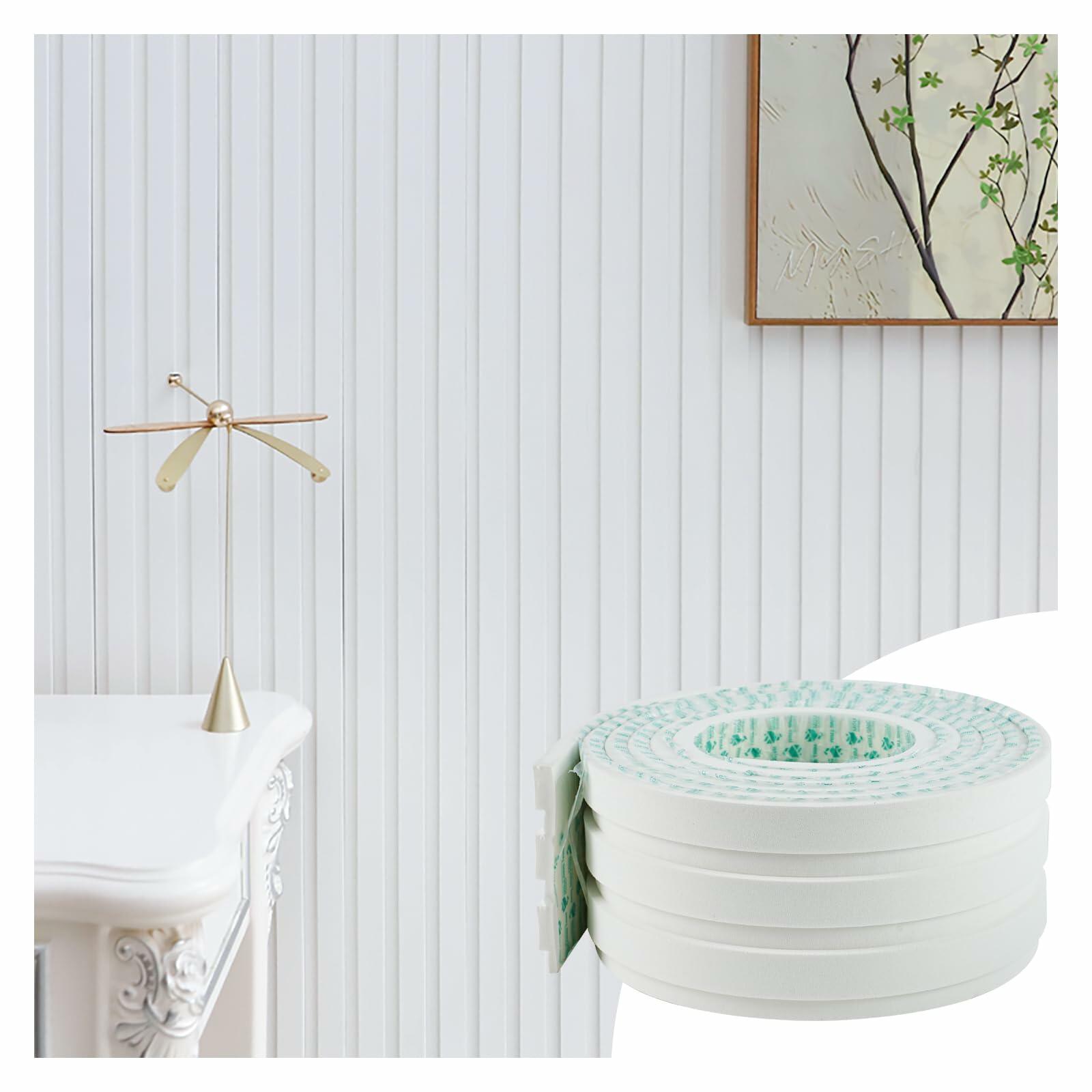 Yefanxi 4-in White EVA molding Peel and Stick Panel, 3D Flexible Fluted self