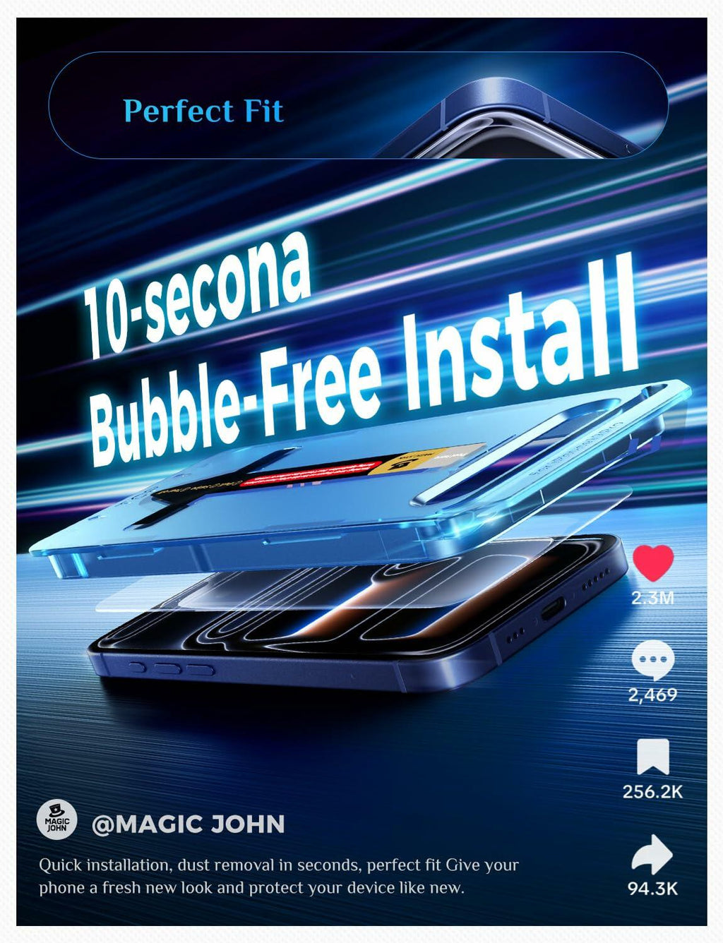 MAGIC JOHN 2 Pack for iPhone 17 Pro 6.3 inch Tempered Glass Screen Protector,