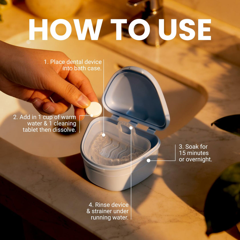 Retainer Cleaner and Soak Container, No-Mess Cleaning Tablets with Universal