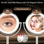 Professional 8.5" Large Lighted Makeup Mirror with Brighter Lights, 1X/10X True