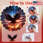 Rngmsi American Flag Eagle Hanging Wind Spinner Outdoor, 12 Inches 3D Stainless