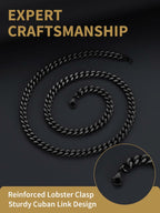 FindChic Black Chain Necklace for Men Thick Cuban Link Men's Curb Chain Necklace
