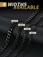 FindChic Black Chain Necklace for Men Thick Cuban Link Men's Curb Chain Necklace