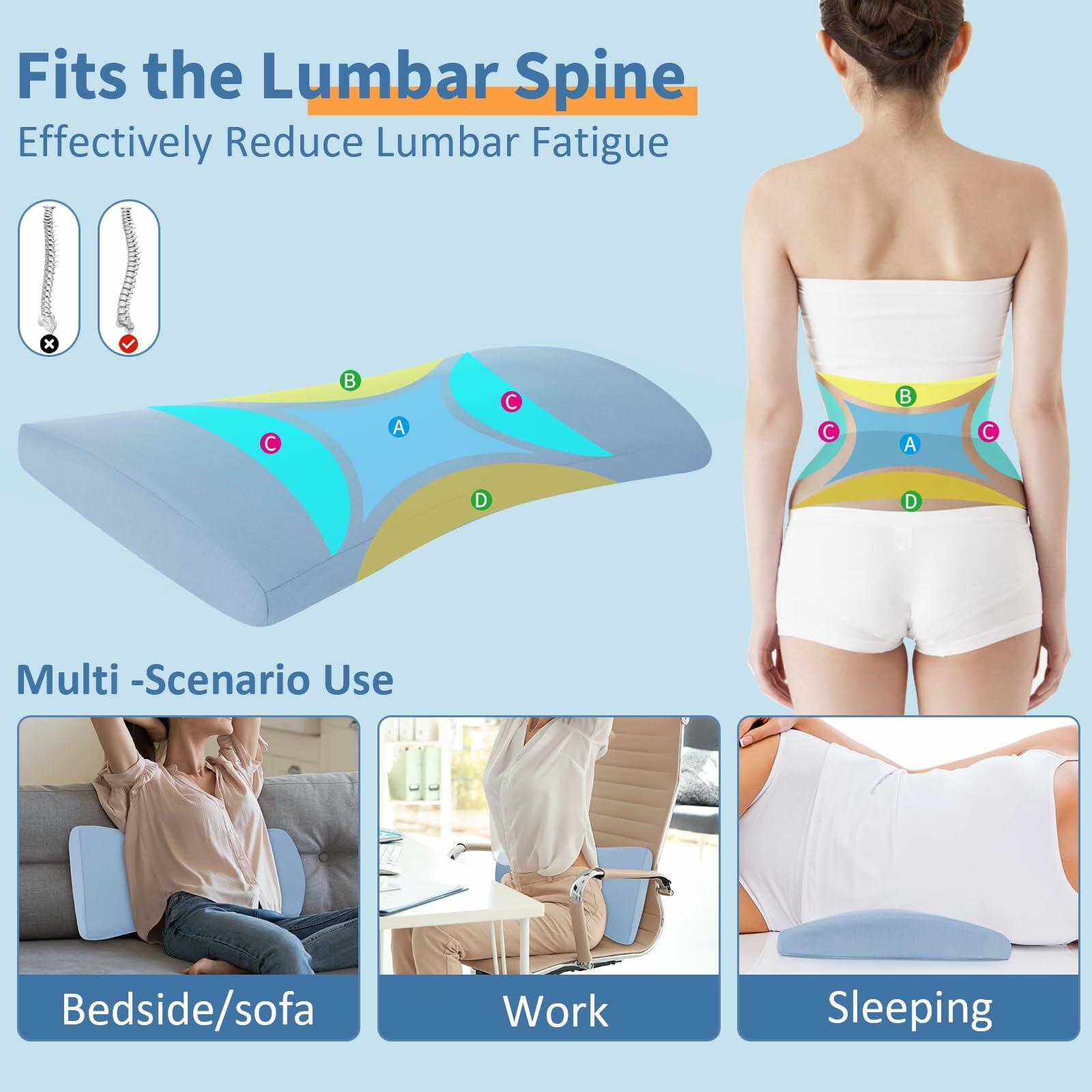 Lumbar Support Pillow for Bed: Memory Foam Lower Back Pain Relief Pillow for