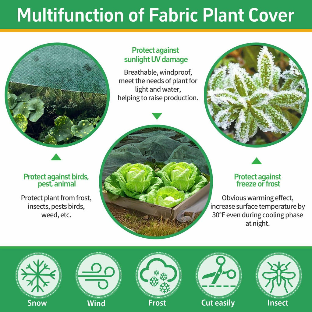GUKULIVEL Plant Covers Freeze Protection, 10x50ft Green Frost Blanket for