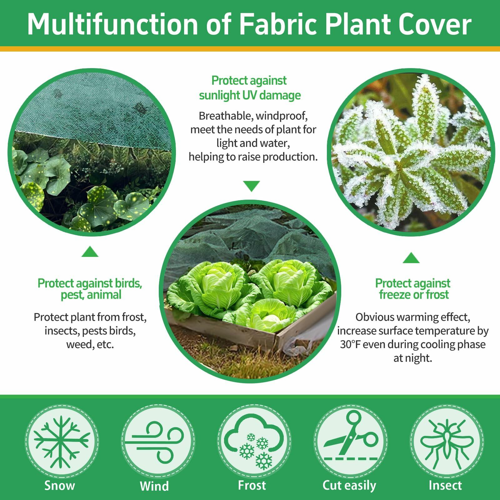 GUKULIVEL Plant Covers Freeze Protection, 10x50ft Green Frost Blanket for