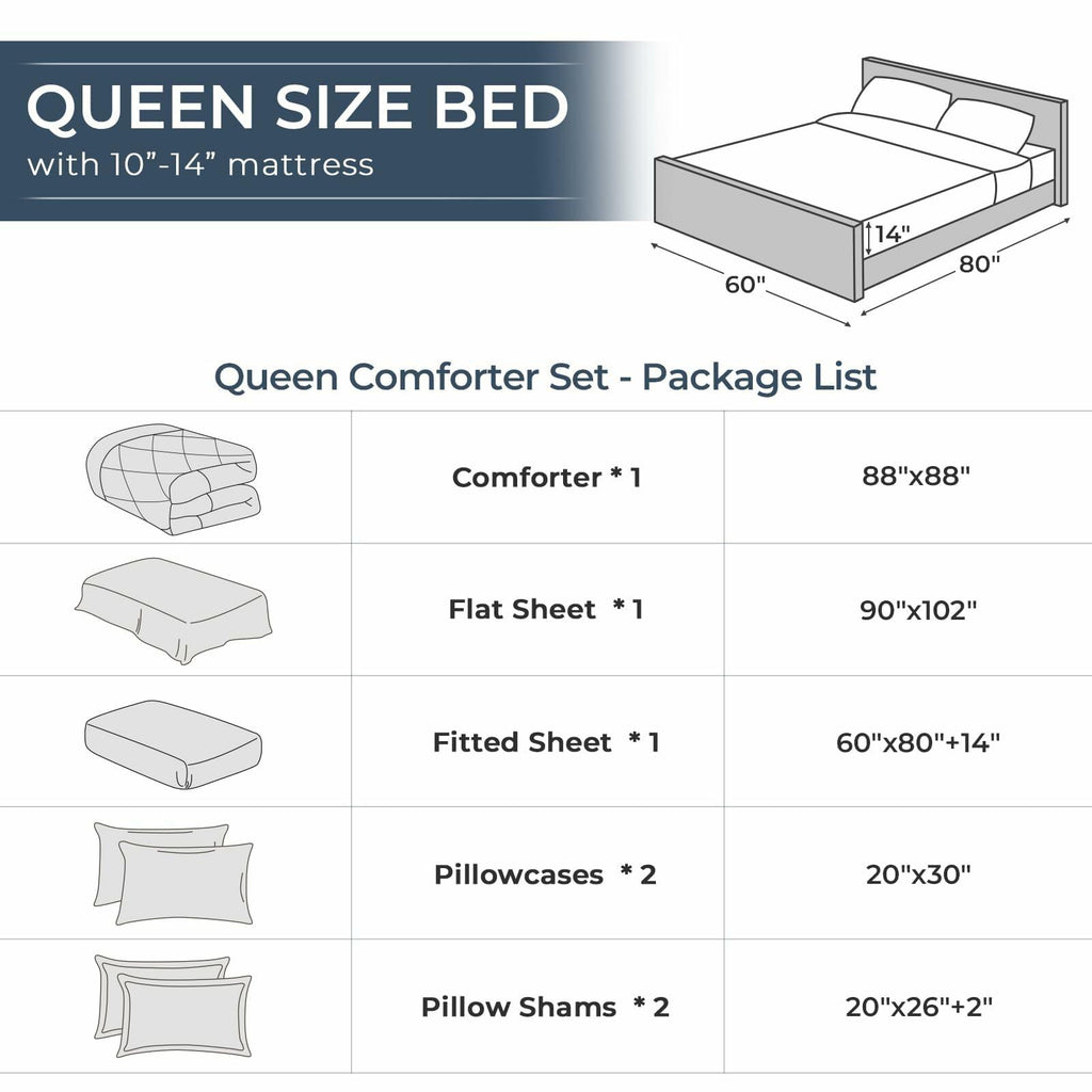 HEVUMYI Black Queen Comforter Set - 7-Piece All Season Bed in a Bag Queen, Ultra