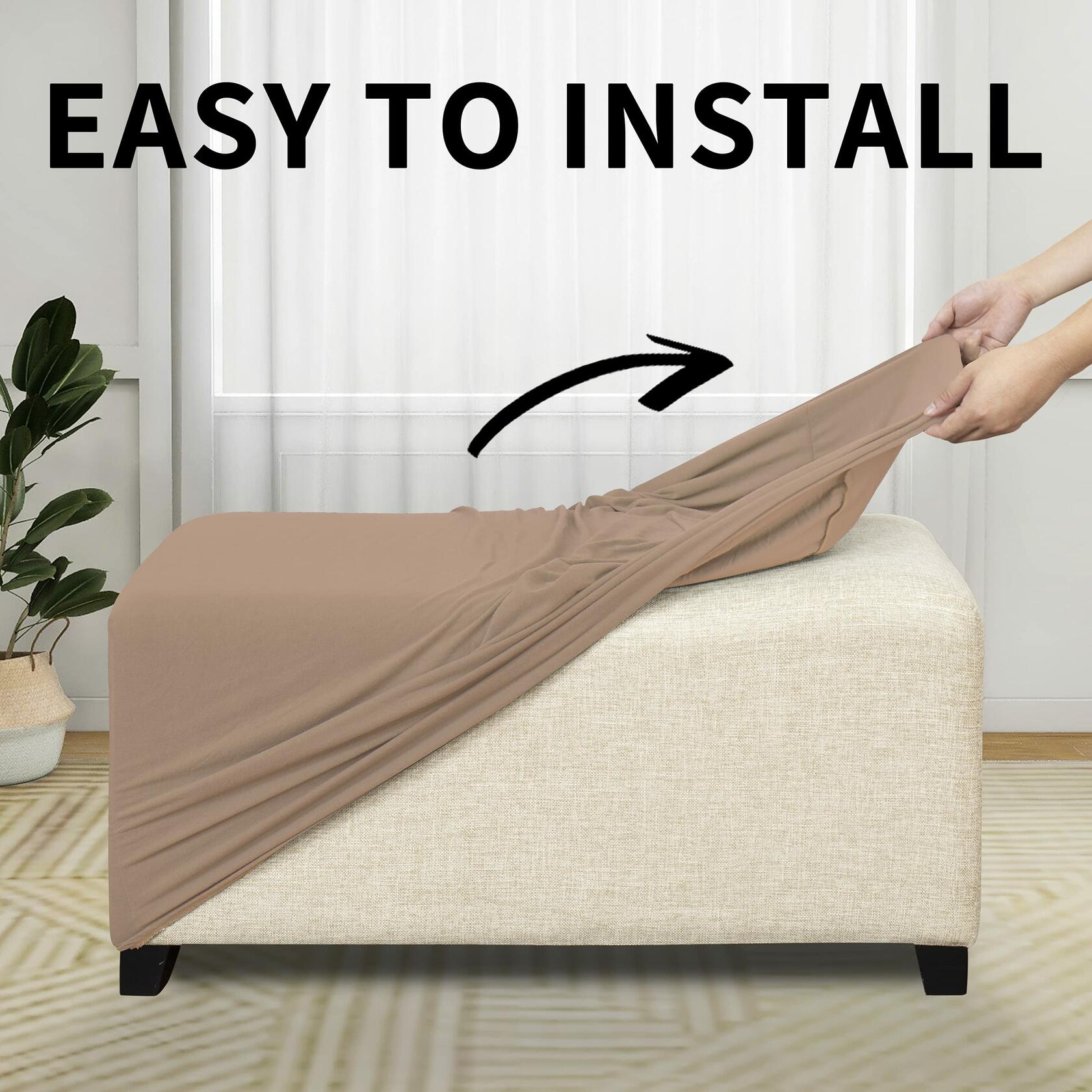 Easy-Going 100% Dual Waterproof Stretch Ottoman Cover Rectangle Folding Storage