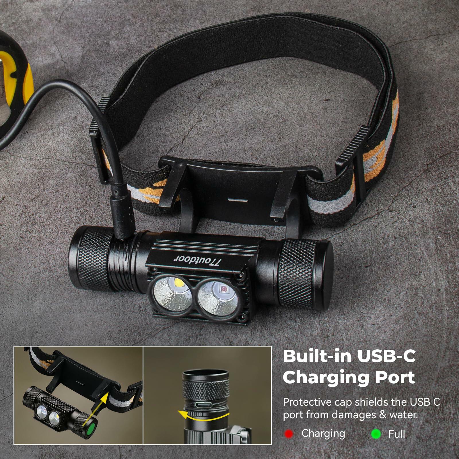 77outdoor LED Rechargeable Red Headlamp, H25LR / D25LR Powerful Lightweight