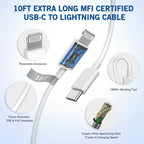 iPhone Fast Charger, [Apple Certified] 2Pack 10FT Extra Long Fast Charging USB C