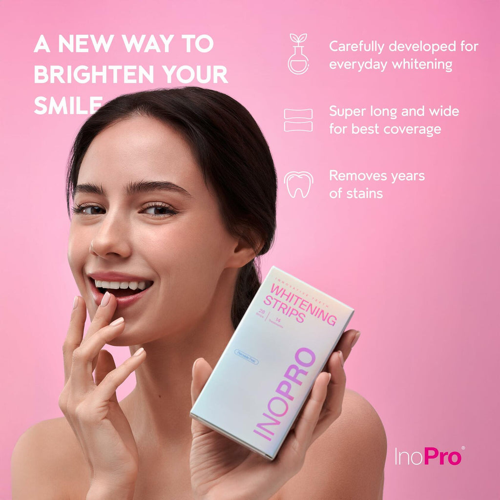 InoPro Teeth Whitening Strips 14 Treatments Kit - Enamel Safe Teeth Whitener,