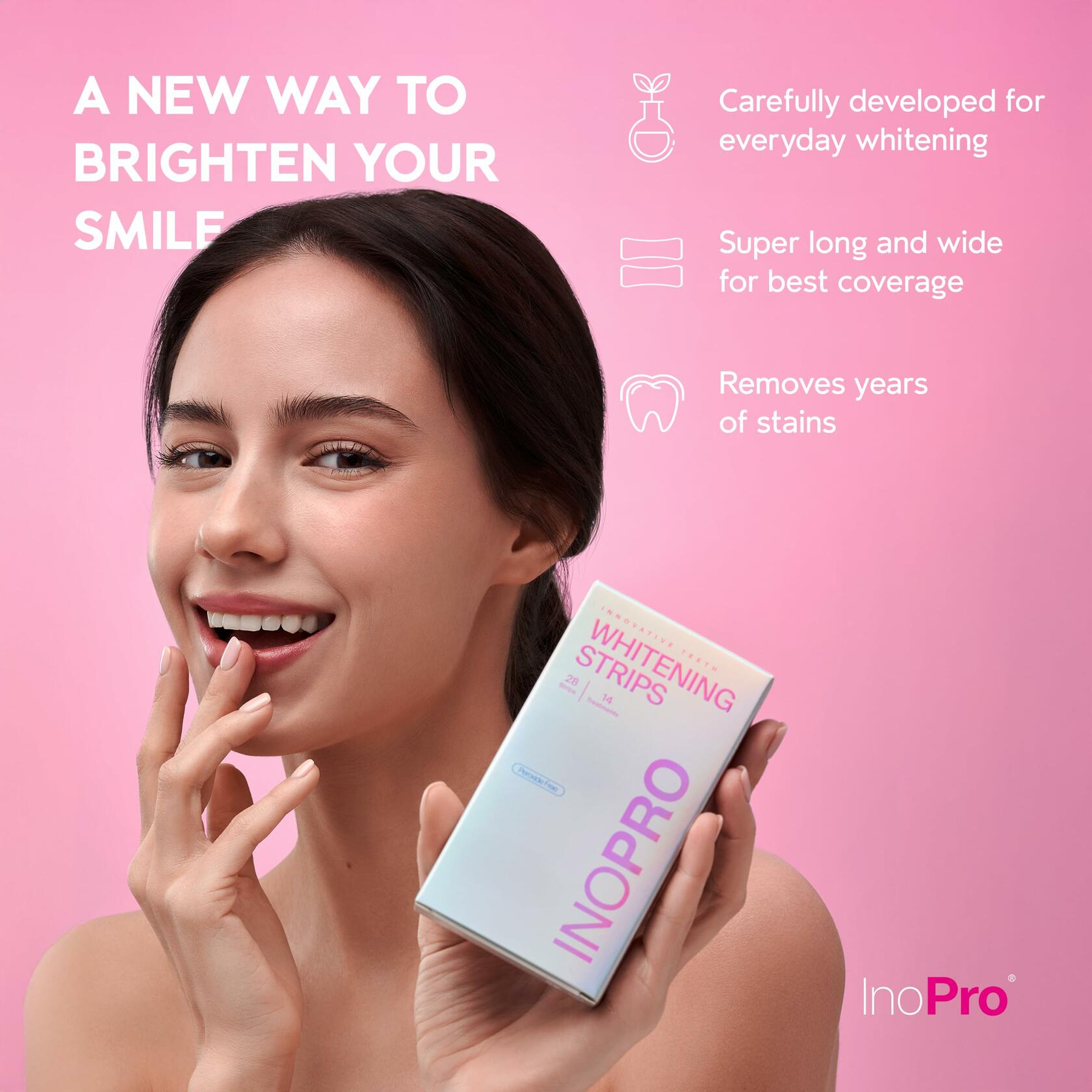 InoPro Teeth Whitening Strips 14 Treatments Kit - Enamel Safe Teeth Whitener,