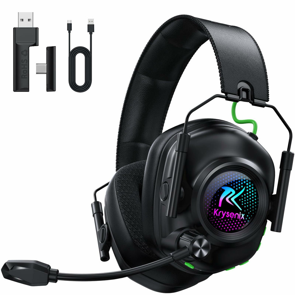 Krysenix 2.4 GHz Wireless Gaming Headset for PC, PS5, PS4, Switch, Mac,