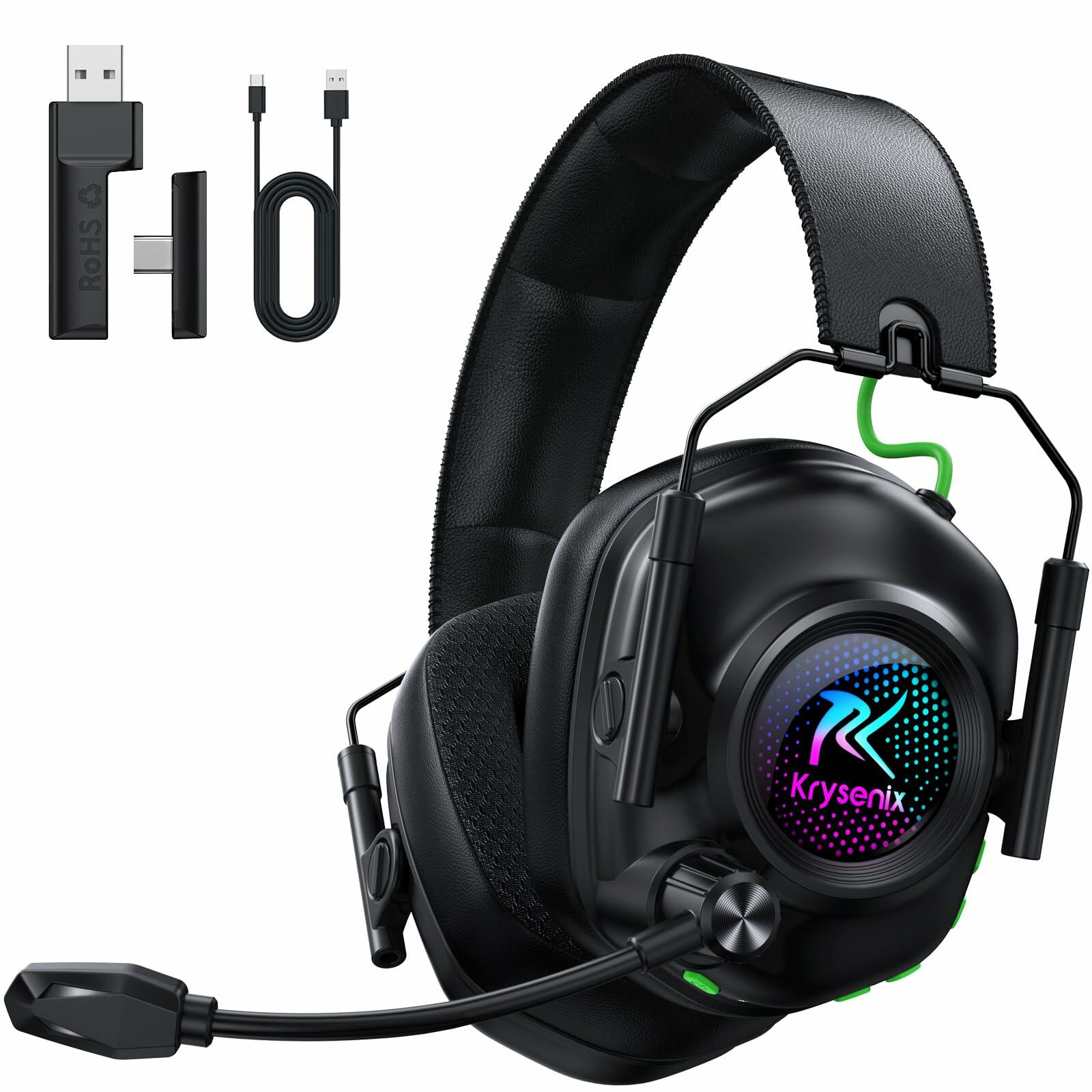 Krysenix 2.4 GHz Wireless Gaming Headset for PC, PS5, PS4, Switch, Mac,