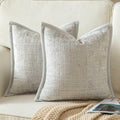 Yaertun Pack of 2 Chenille Textured Decorative Throw Pillow Covers Accent Solid