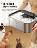 FEELNEEDY 3 Gal Stainless Steel Dog Water Fountain for Large Dog, Pet Water