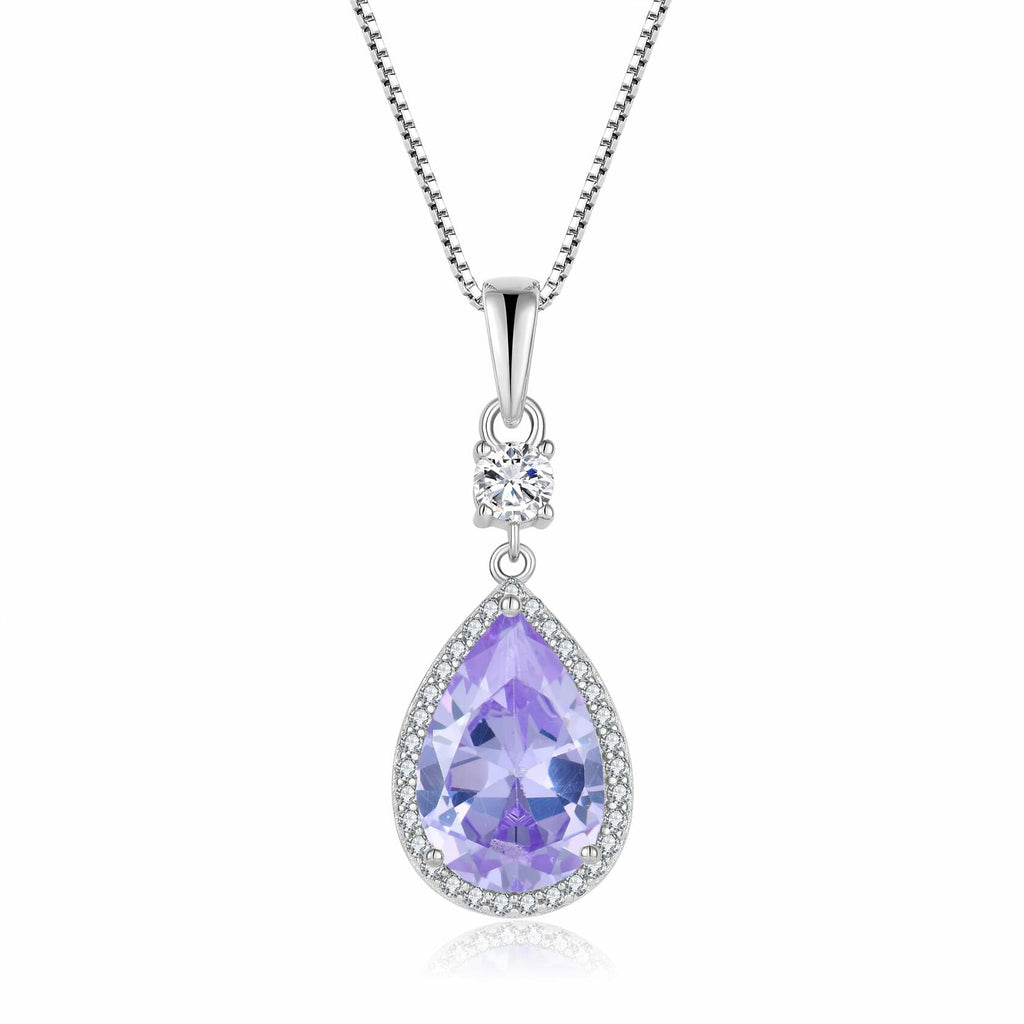 Oskani Teardrop Birthstone Necklace for Women 925 Sterling Silver 5A Cubic