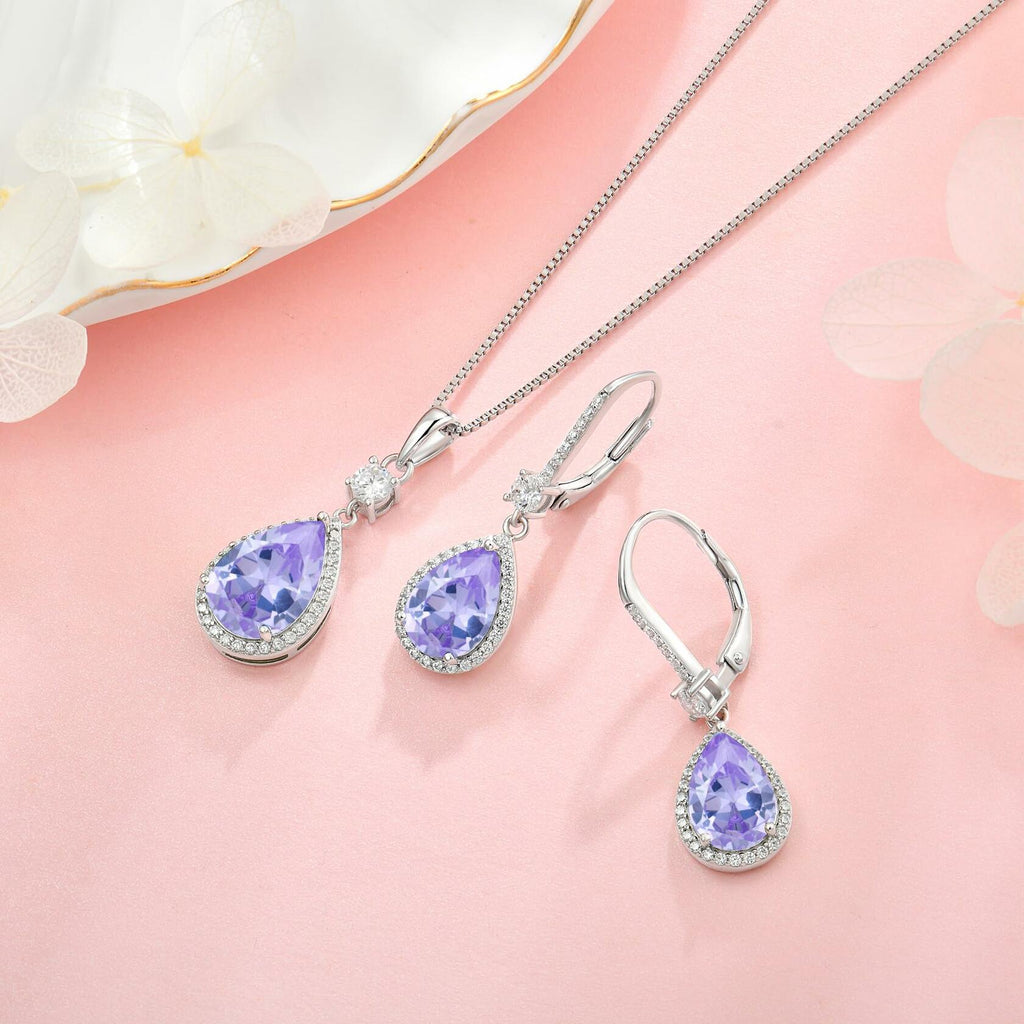 Oskani Teardrop Birthstone Necklace for Women 925 Sterling Silver 5A Cubic