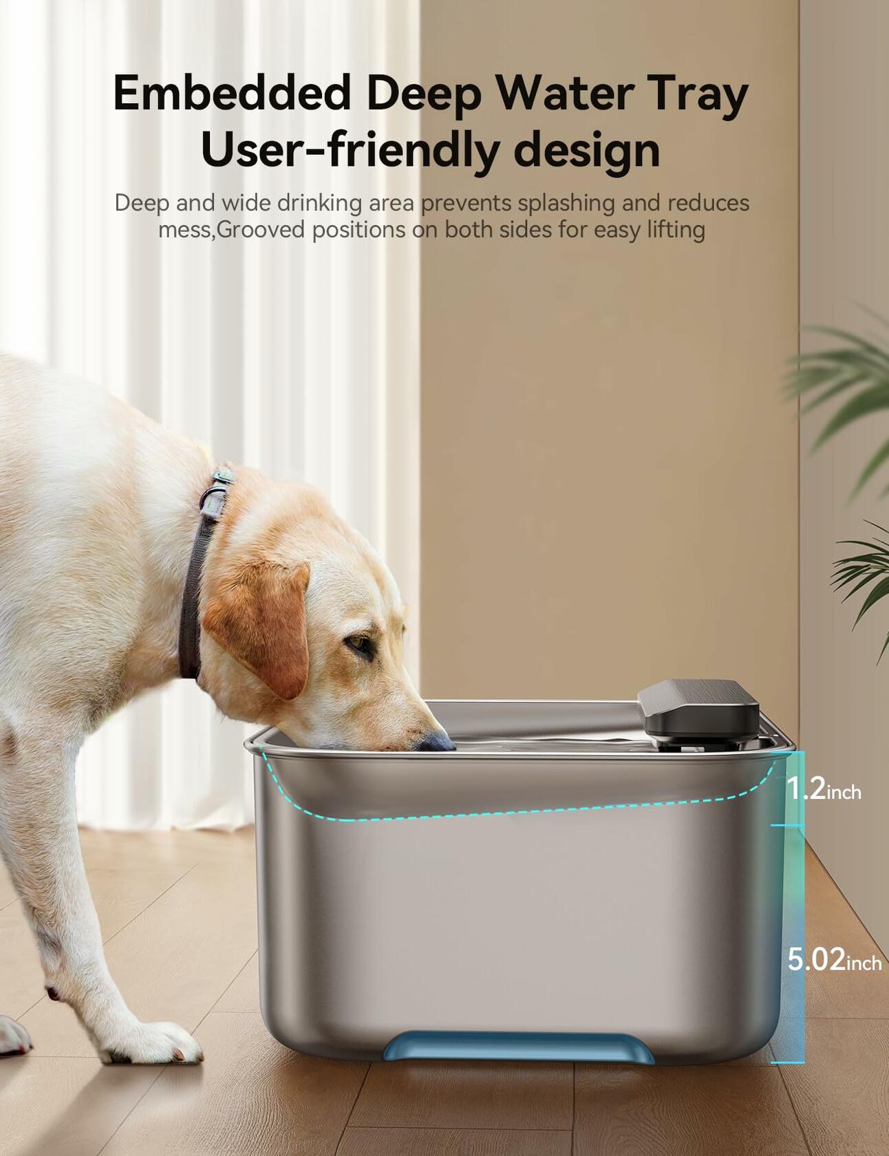 FEELNEEDY 3 Gal Stainless Steel Dog Water Fountain for Large Dog, Pet Water