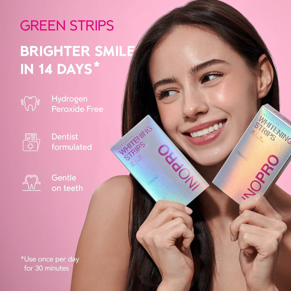InoPro Teeth Whitening Strips 14 Treatments Kit - Enamel Safe Teeth Whitener,