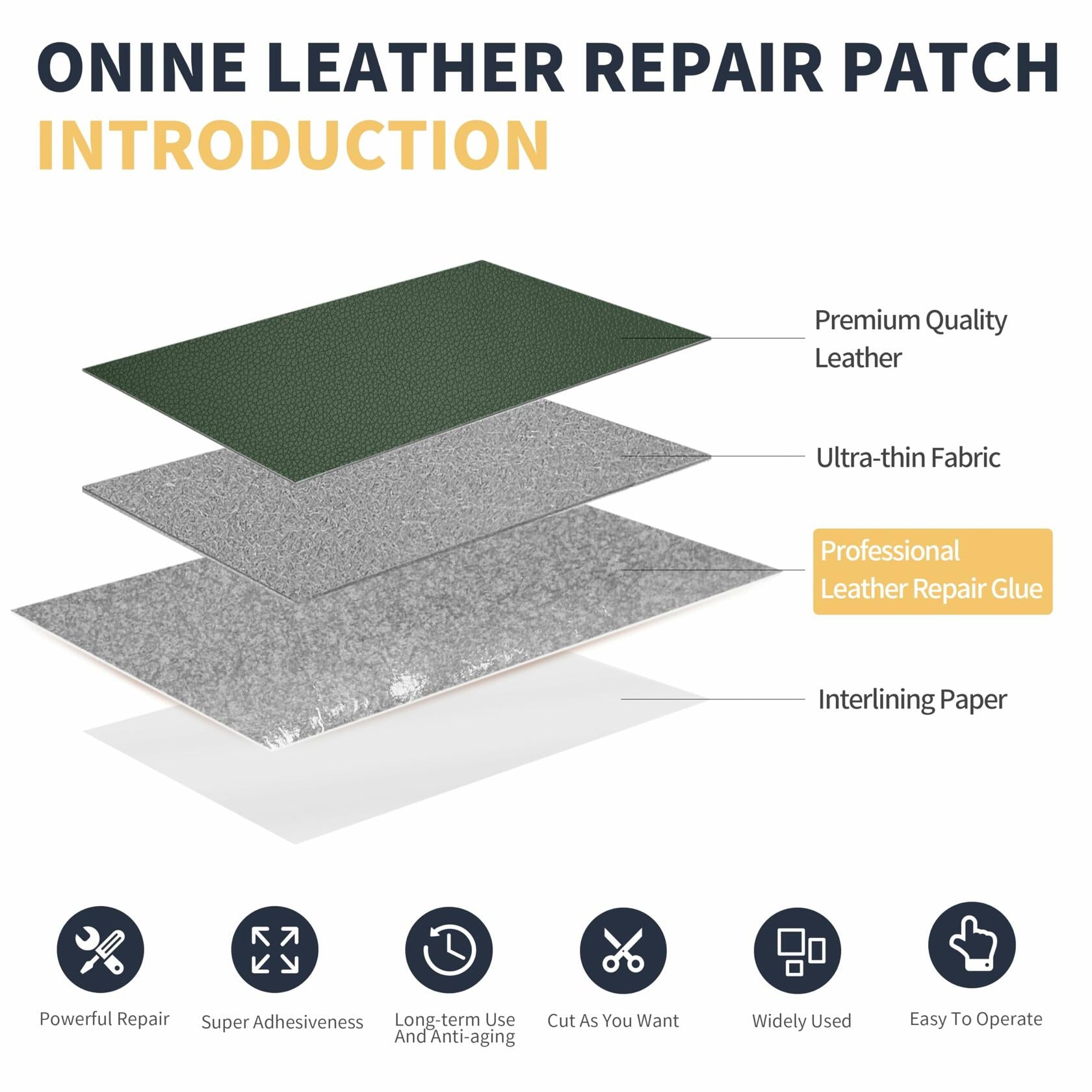 ONine Leather Repair Patch，Leather Repair Tape, 3 x 60 inches Leather Repair