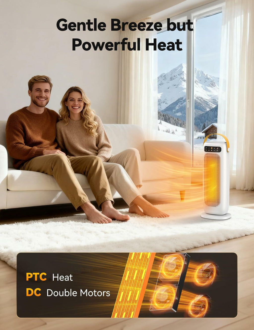 KQPZ Space Heater, 1500W PTC Ceramic Electric Heaters for Indoor Use with