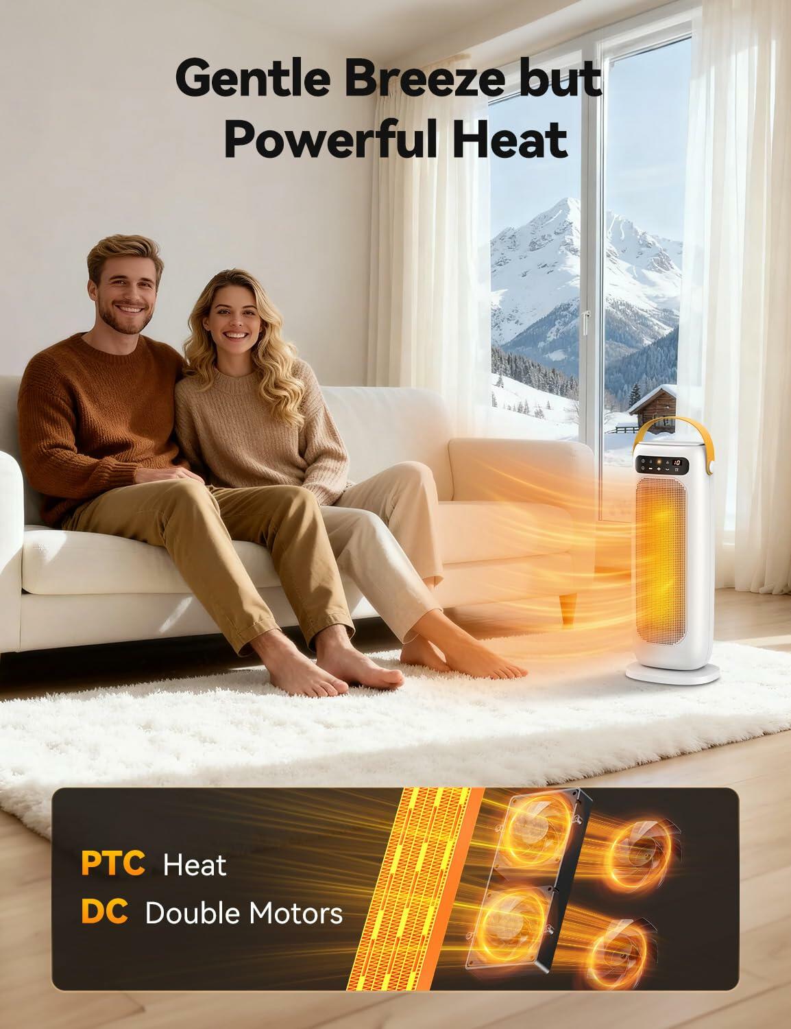 KQPZ Space Heater, 1500W PTC Ceramic Electric Heaters for Indoor Use with