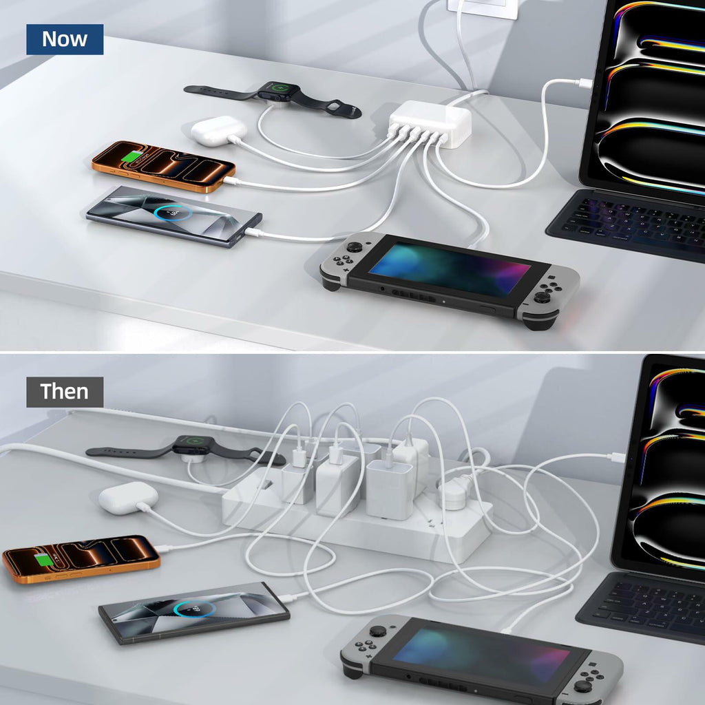 Updated USB C Fast Charger Block, 100W GaN 6 Port PD USB C QC USB A Wall Charger