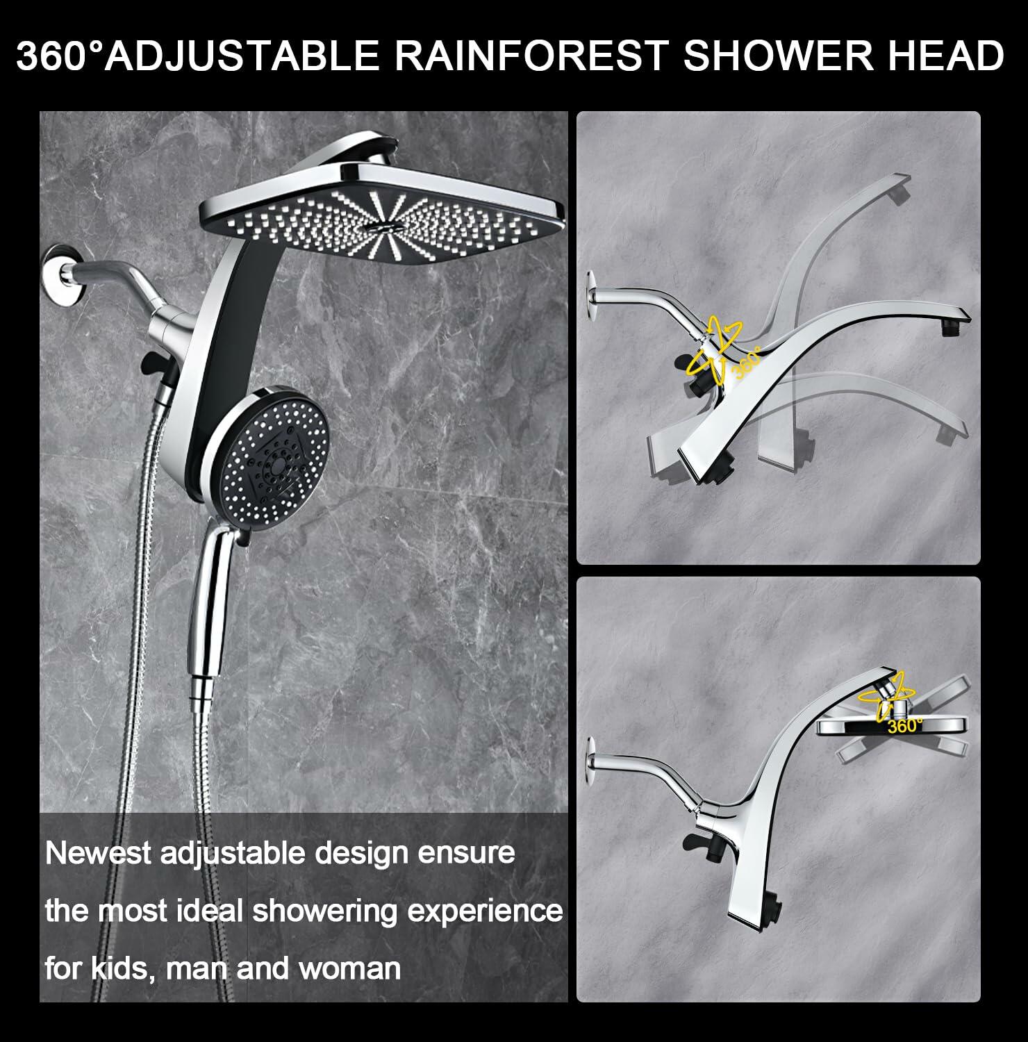High Pressure Rain Shower Head: Upgrade Shower Heads with Handheld Spray Combo