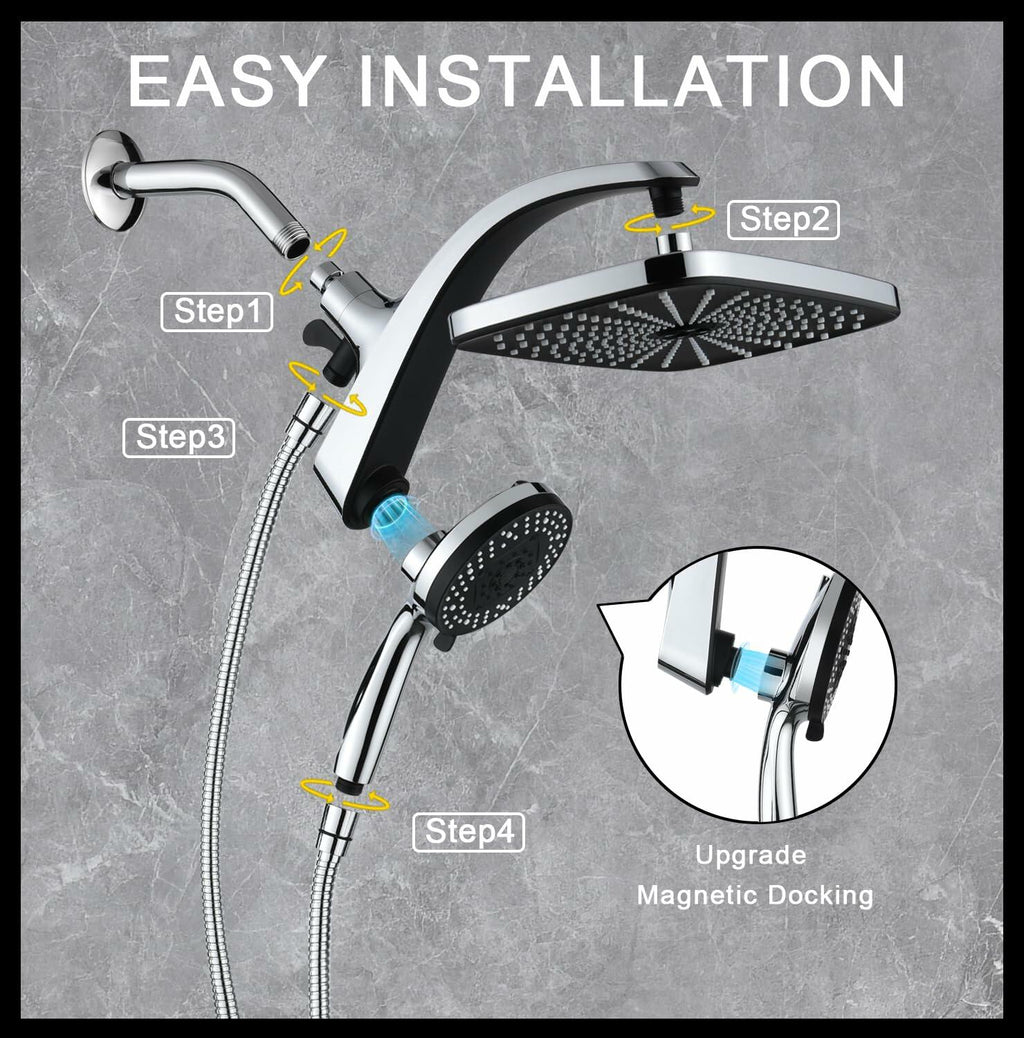 High Pressure Rain Shower Head: Upgrade Shower Heads with Handheld Spray Combo