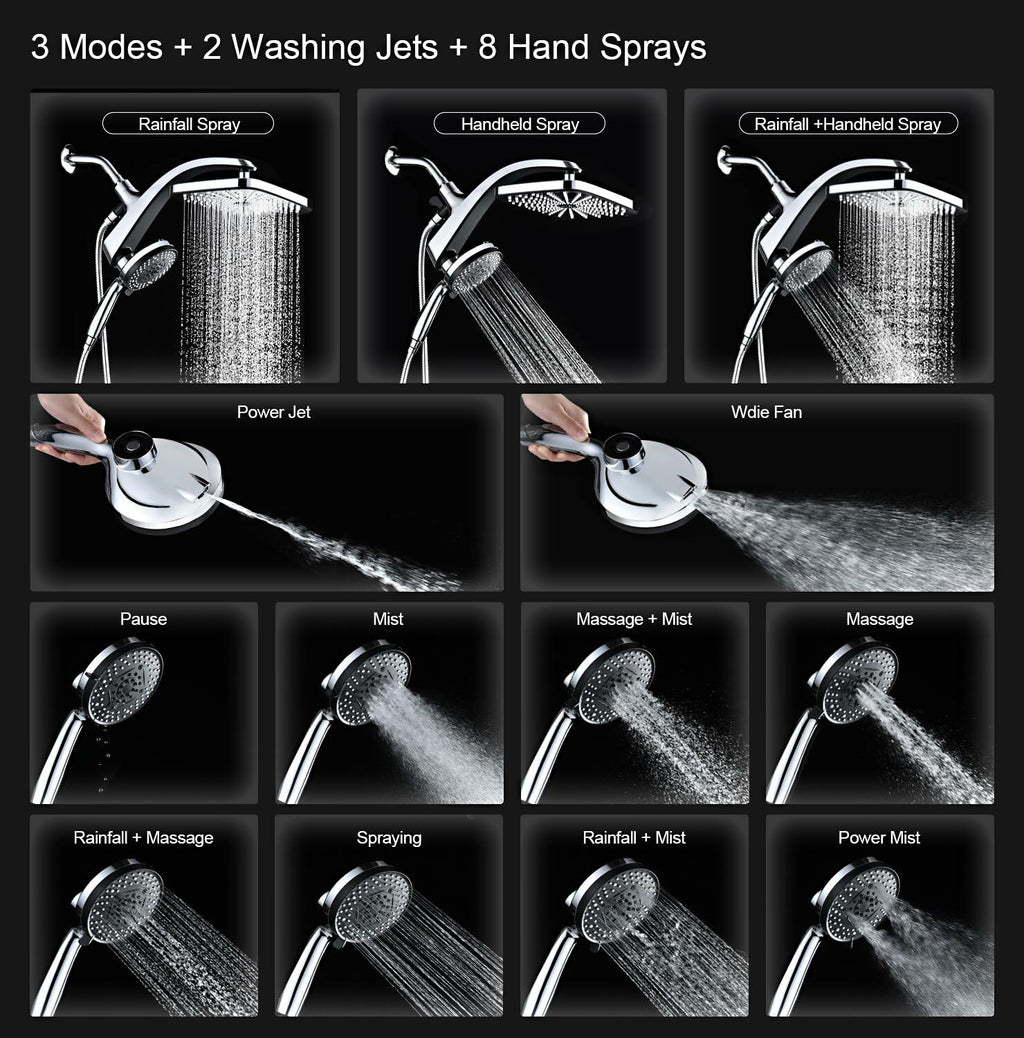 High Pressure Rain Shower Head: Upgrade Shower Heads with Handheld Spray Combo