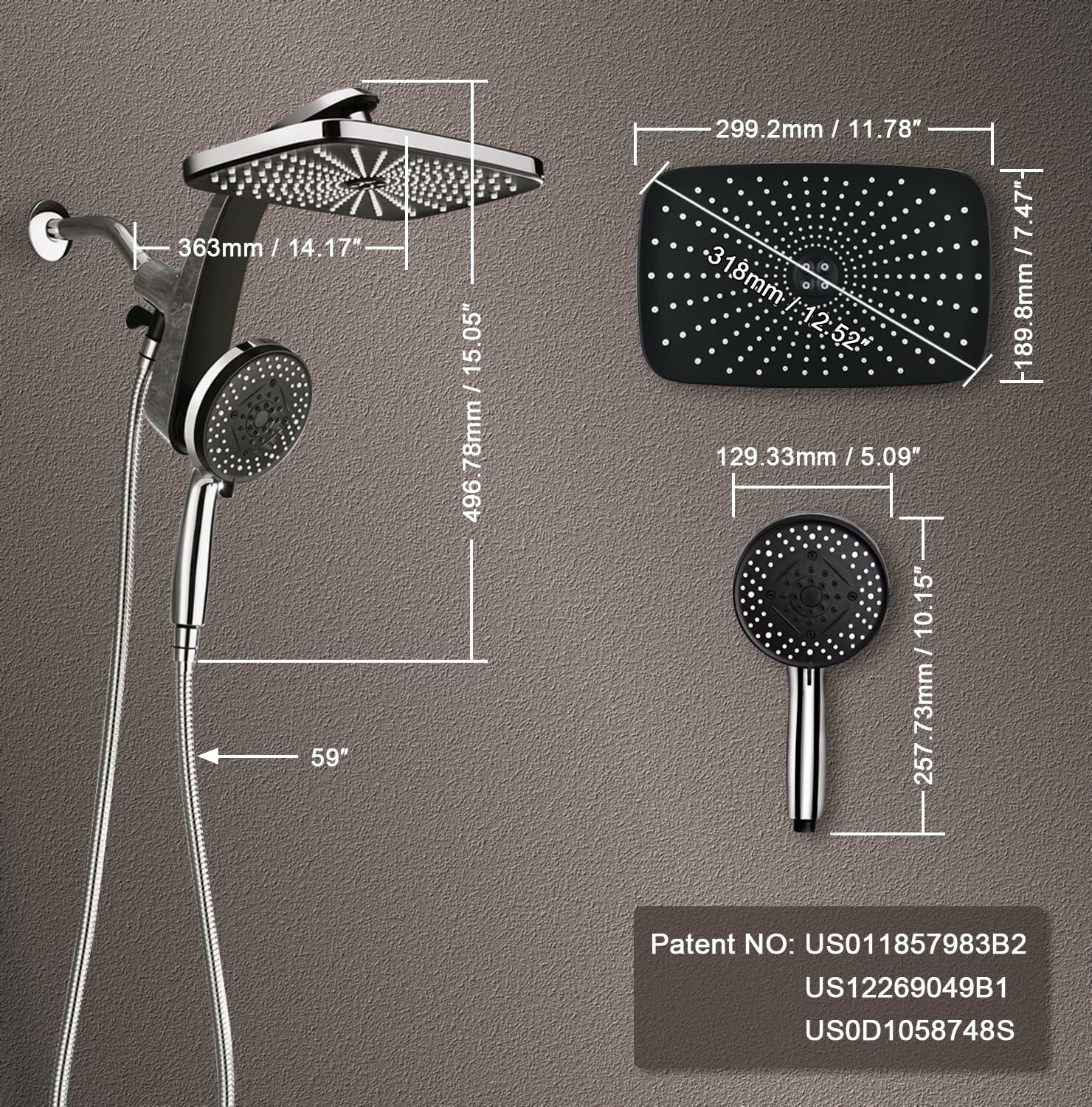 High Pressure Rain Shower Head: Upgrade Shower Heads with Handheld Spray Combo