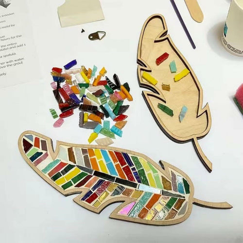 sjljzxd Mixed Colour Leaf Mosaic Kit, Creative DIY Colourful Home Decoration