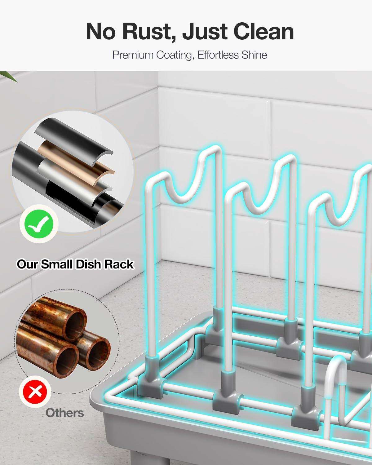 Nfnoyp Dish Rack, Carbon Steel Small Dish Drying Rack Rustproof for Kitchen