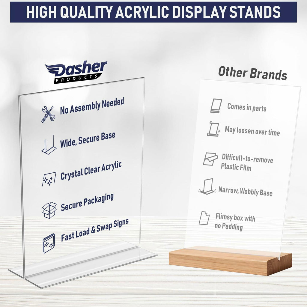 Acrylic Sign Holder 8.5 x 11, T-Shape Tabletop Display Stand, Double-Sided