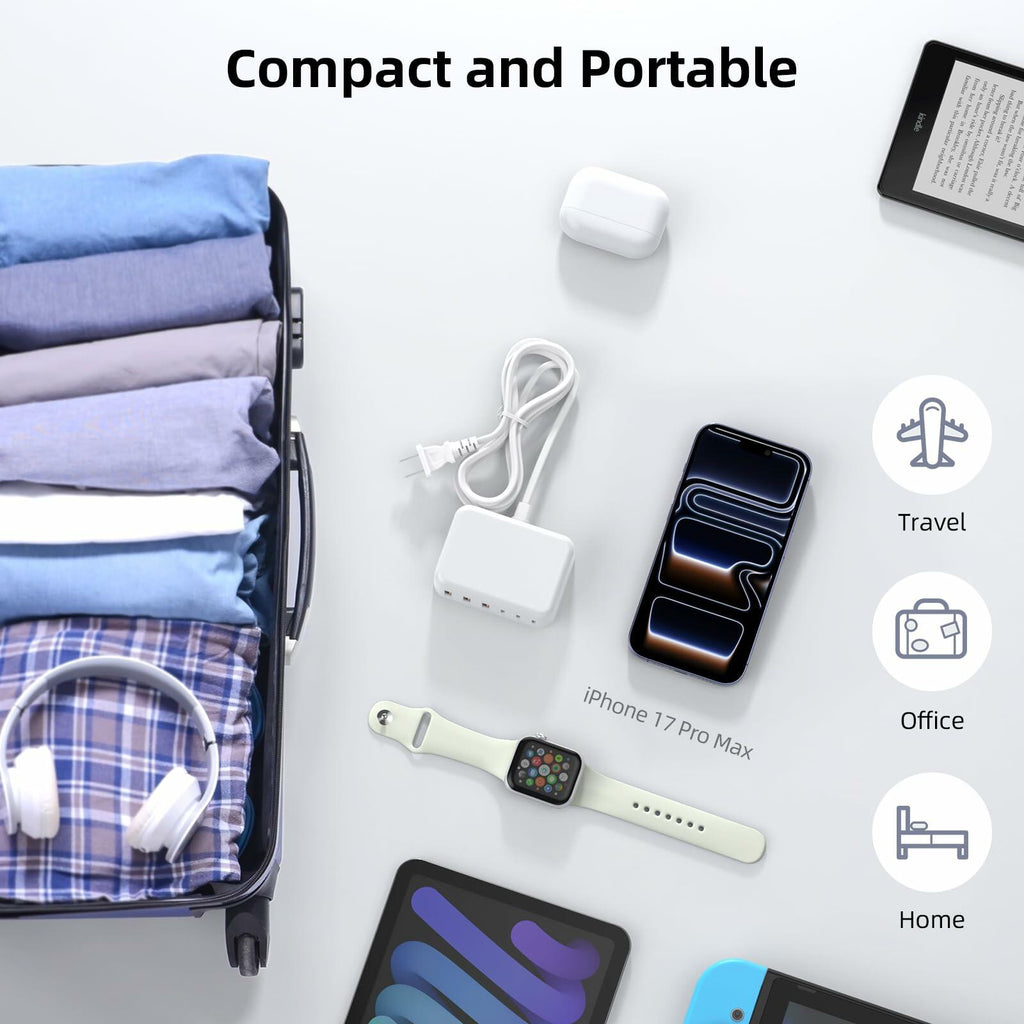 Updated USB C Fast Charger Block, 100W GaN 6 Port PD USB C QC USB A Wall Charger