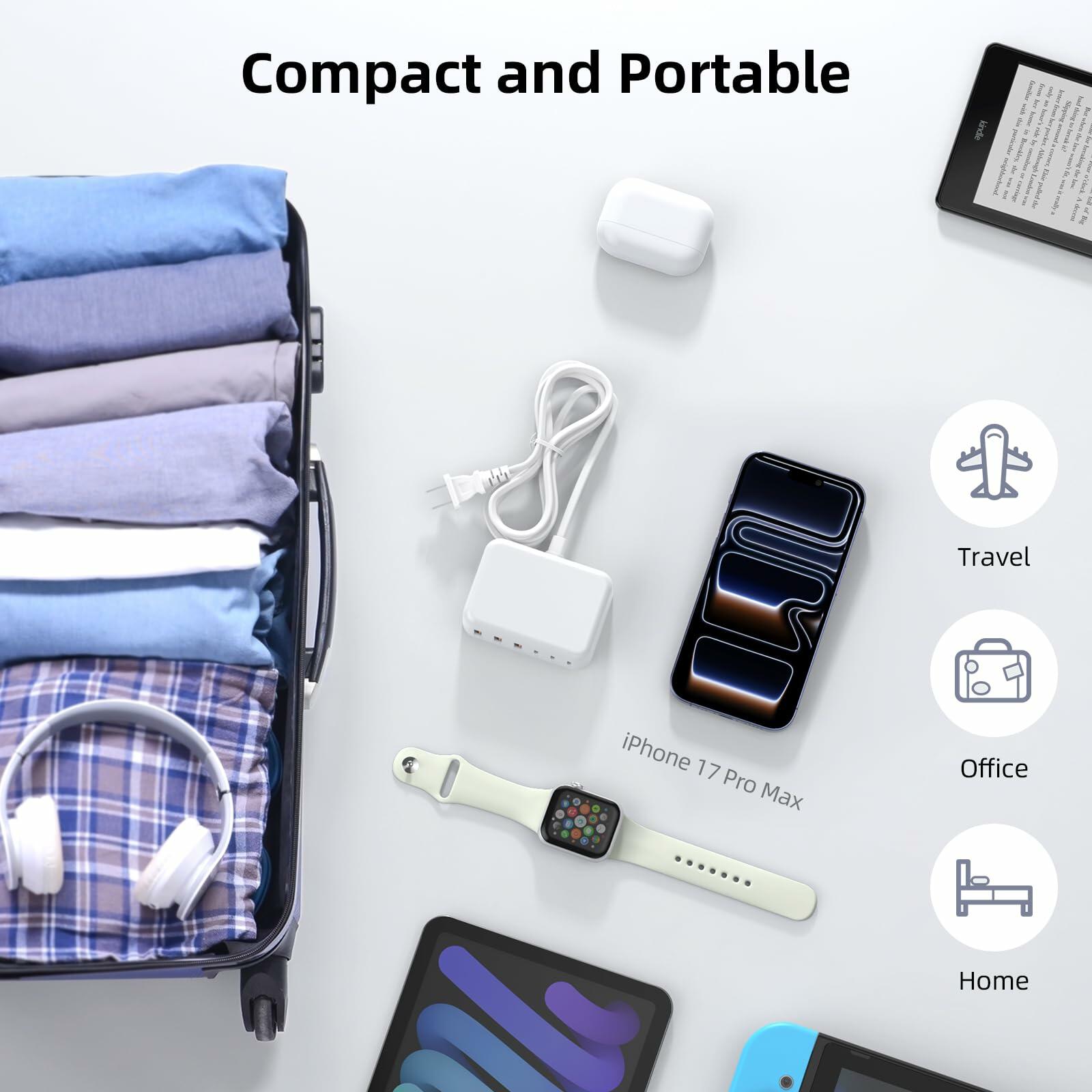 Updated USB C Fast Charger Block, 100W GaN 6 Port PD USB C QC USB A Wall Charger