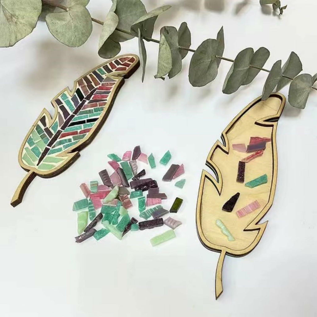 sjljzxd Mixed Colour Leaf Mosaic Kit, Creative DIY Colourful Home Decoration