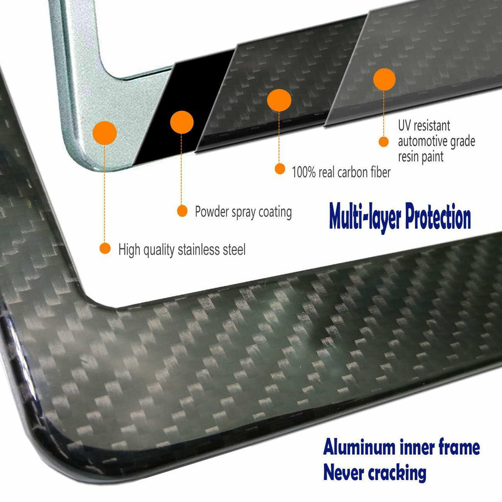 Aootf Carbon Fiber License Plate Frame- Handcrafted of 100% Real Carbon Fiber