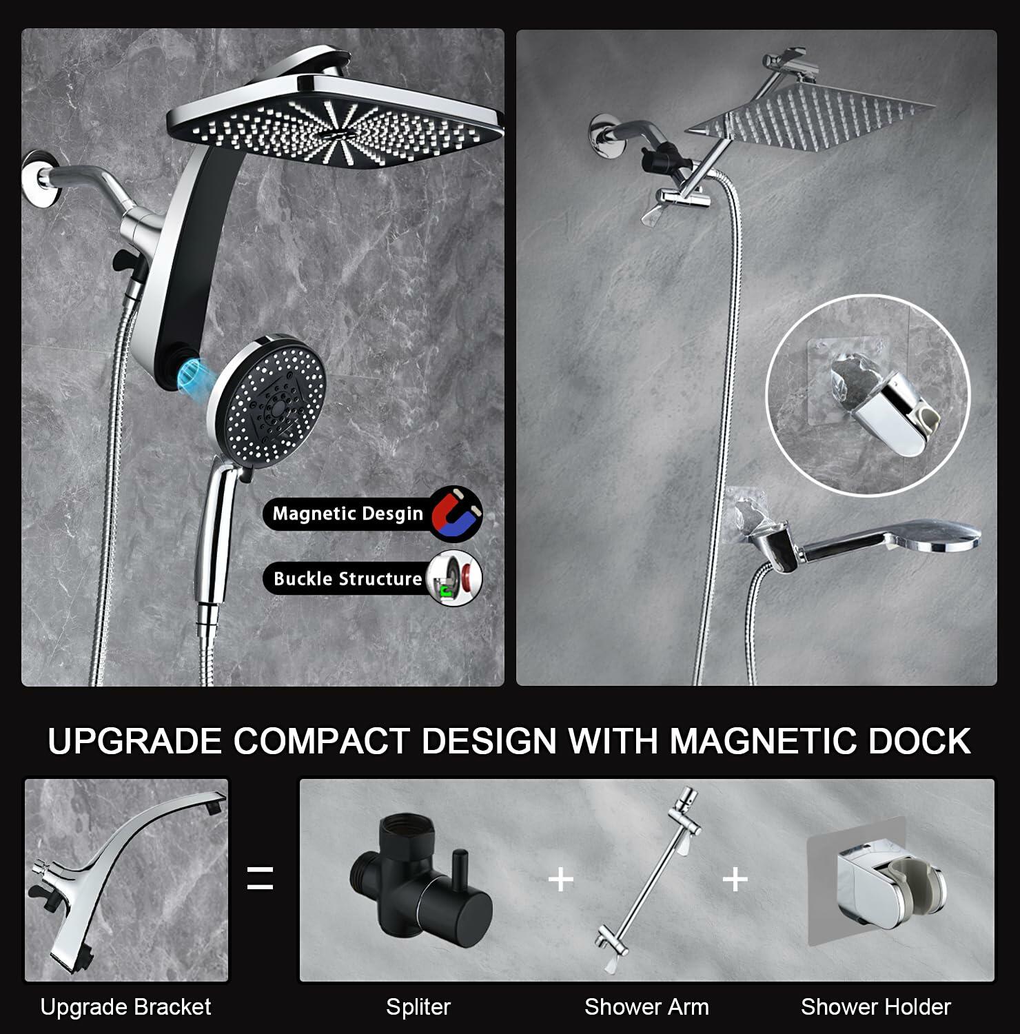 High Pressure Rain Shower Head: Upgrade Shower Heads with Handheld Spray Combo