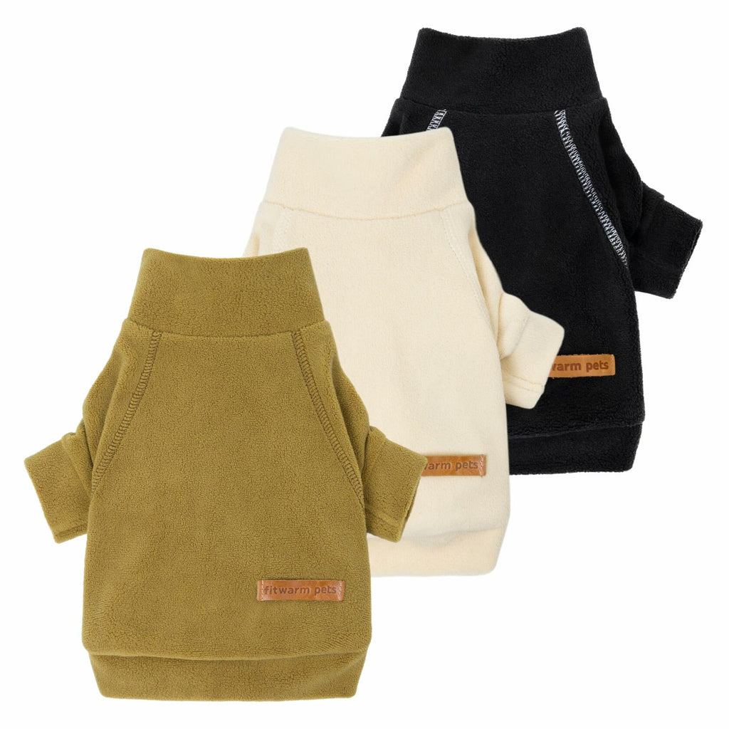 Fitwarm 3 Pack Classic Fleece Dog Sweater, Winter Clothes for Small Dogs Boy