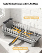Nfnoyp Dish Rack, Carbon Steel Small Dish Drying Rack Rustproof for Kitchen
