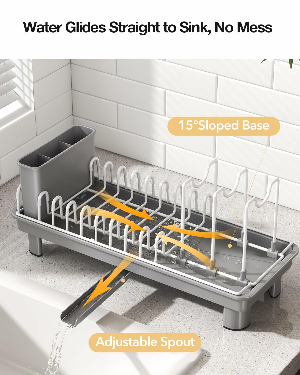 Nfnoyp Dish Rack, Carbon Steel Small Dish Drying Rack Rustproof for Kitchen