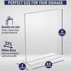 Acrylic Sign Holder 8.5 x 11, T-Shape Tabletop Display Stand, Double-Sided