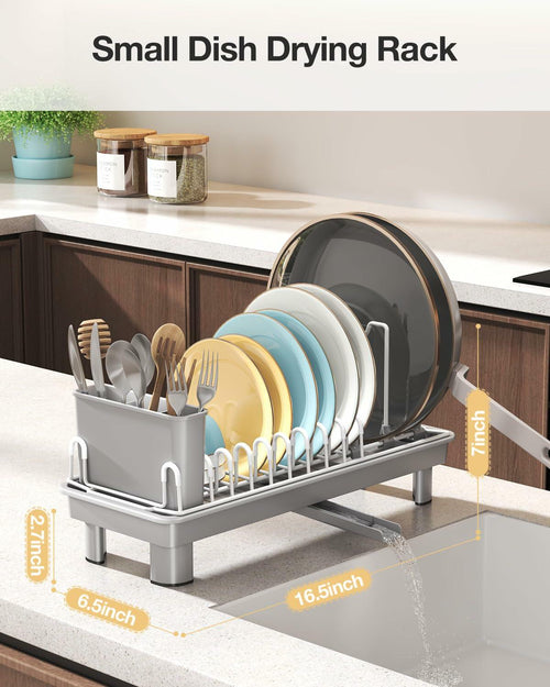 Nfnoyp Dish Rack, Carbon Steel Small Dish Drying Rack Rustproof for Kitchen