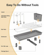 Nfnoyp Dish Rack, Carbon Steel Small Dish Drying Rack Rustproof for Kitchen