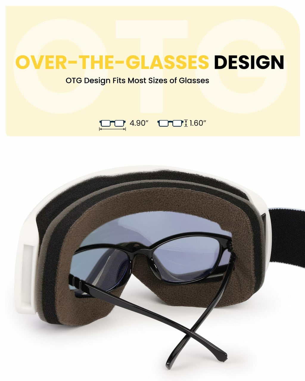 SNOWER Kids Ski Goggles, Anti-Fog Snow Goggles with OTG Design, 100% UV