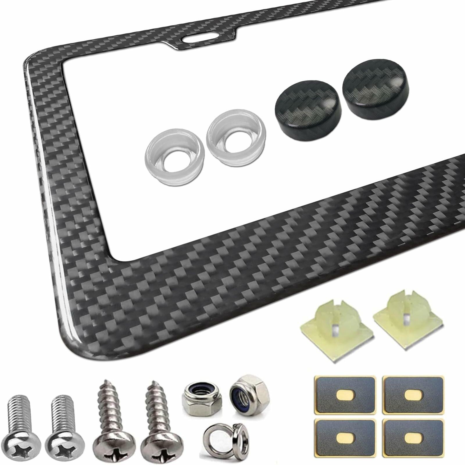Aootf Carbon Fiber License Plate Frame- Handcrafted of 100% Real Carbon Fiber