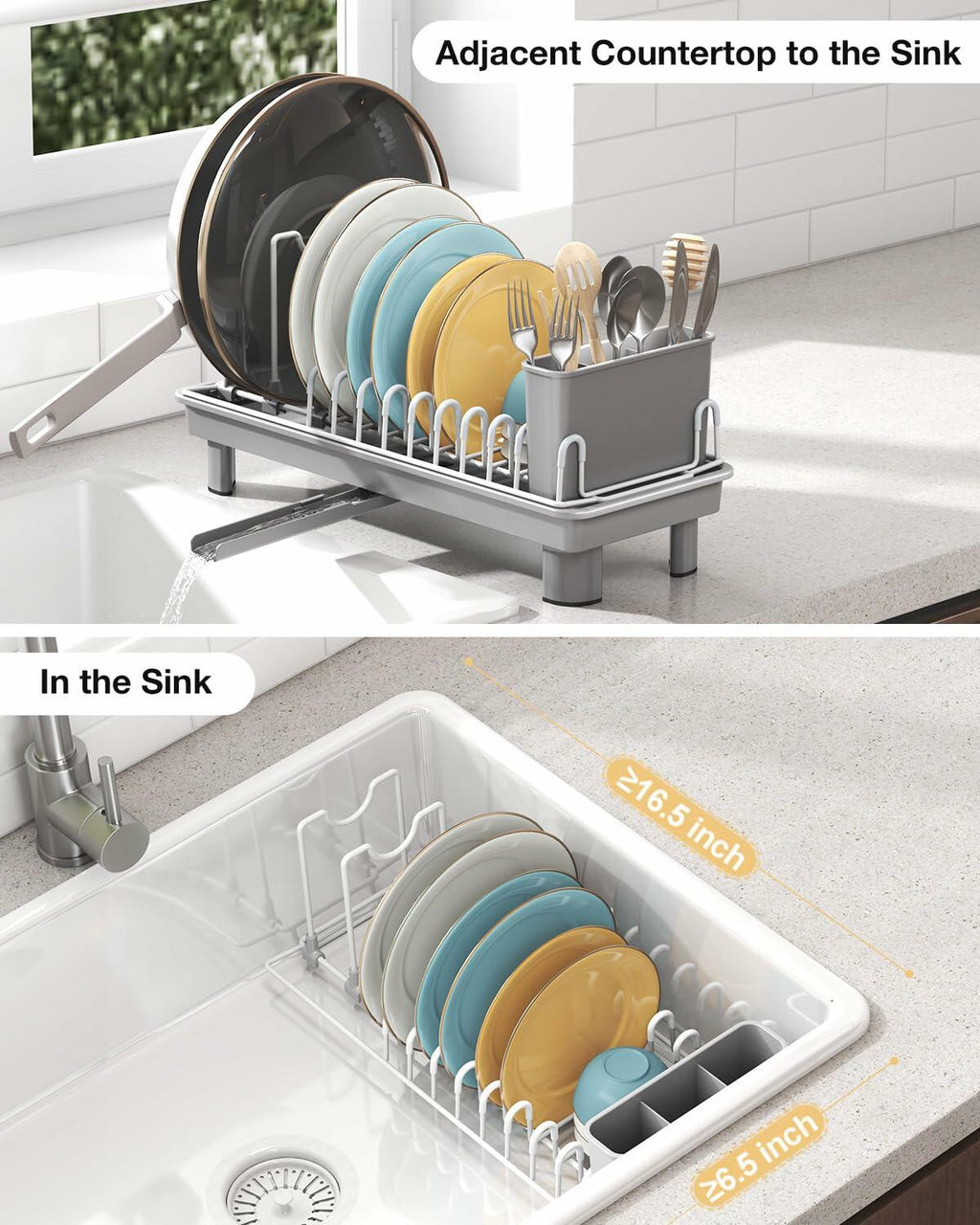 Nfnoyp Dish Rack, Carbon Steel Small Dish Drying Rack Rustproof for Kitchen